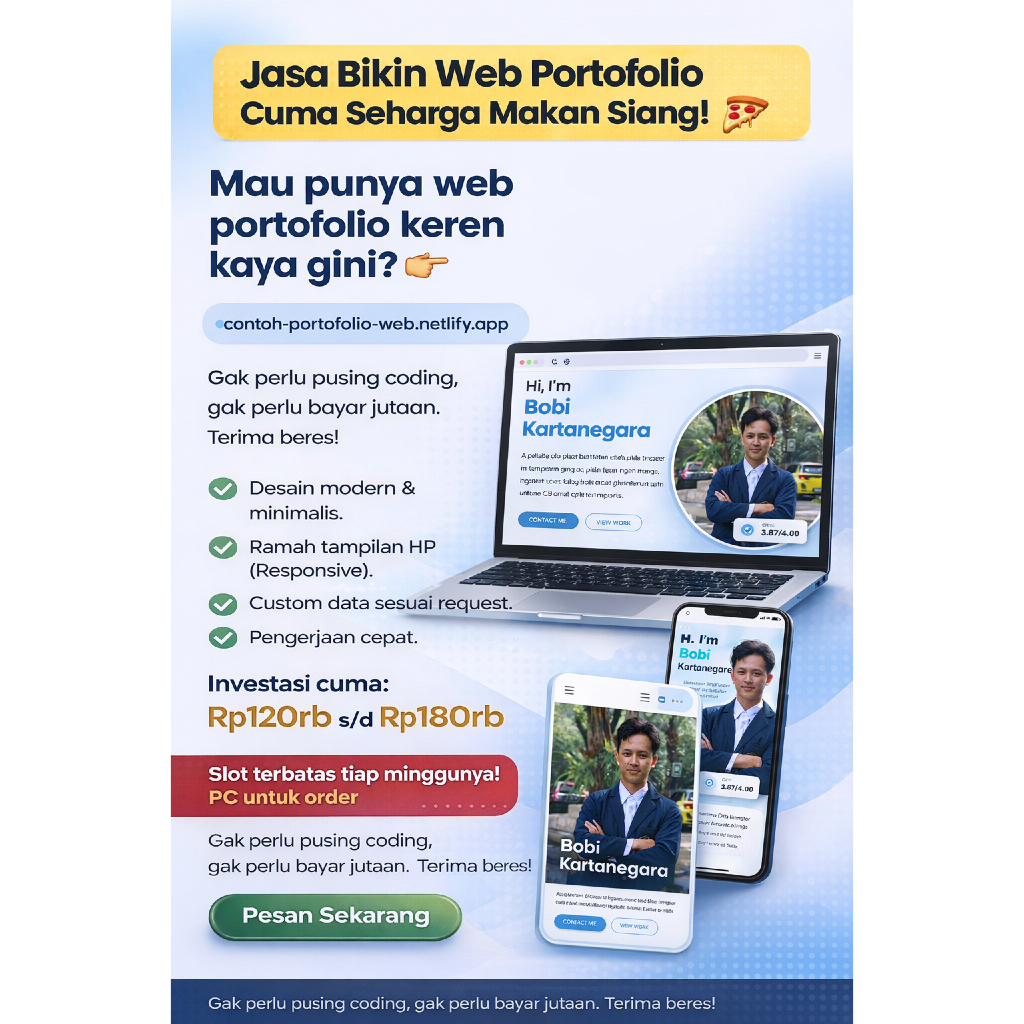 Jasa Pembuatan Web Portofolio Digital - Landing Page CV Profesional - Murah & Cepat| Resume atau CV 