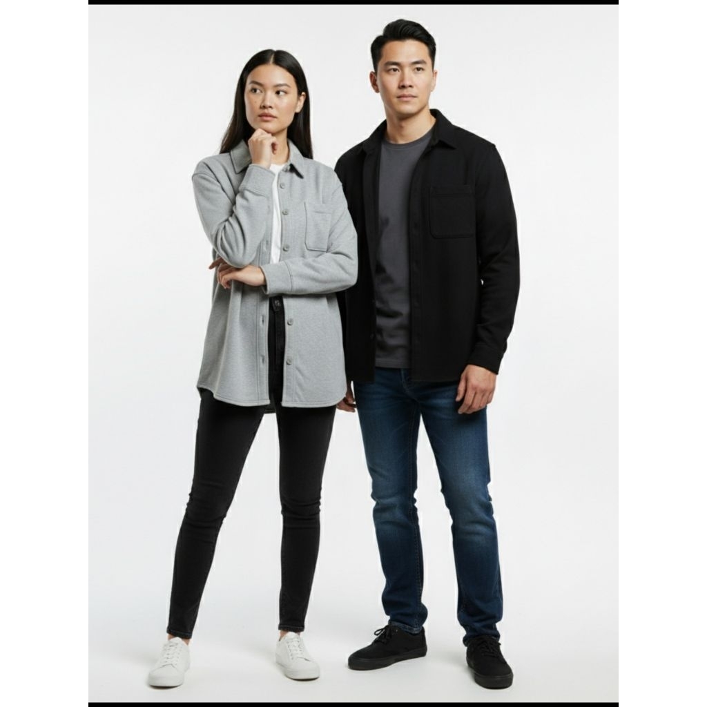 GAP Vintage Soft Oversized Shirt Jacket - Jaket Kemeja Pria Wanita Unisex Fleece - Original GAP