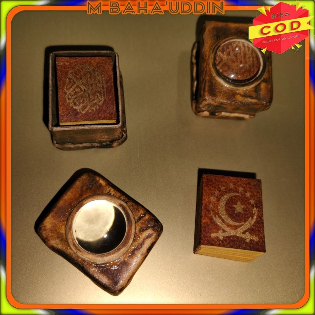 (Bisa CoD) Al Qur'an stambul kecil tinta W emas wadah antik ada kaca pembesar