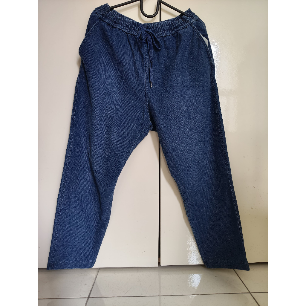 Celana Panjang UNIQLO Denim Wanita Bahan Stretch Bertali Wanita