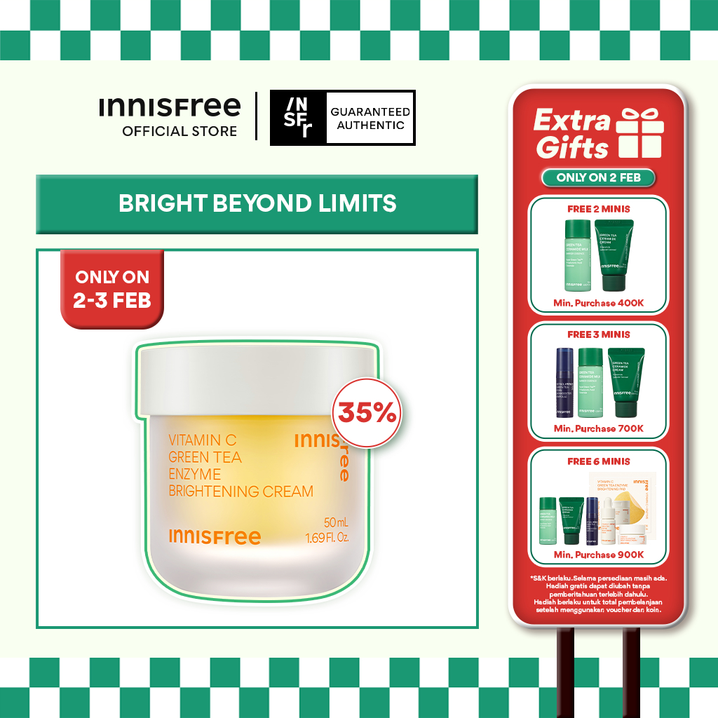 Innisfree Vitamin C Green Tea Enzyme Brightening Cream 50ml - Cream Untuk Kulit Cerah