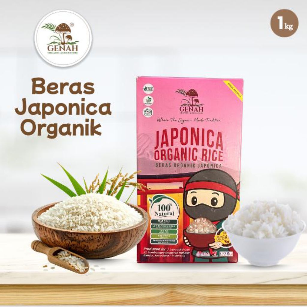 Beras Japonica/Genah Japonica Organik 1kg/Beras Jepang/Beras Organik/Beras Pulen