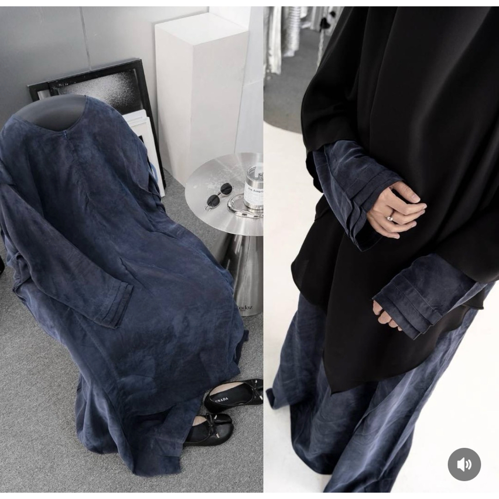 sahl abaya by himosly size XL midnight navy natural fabric