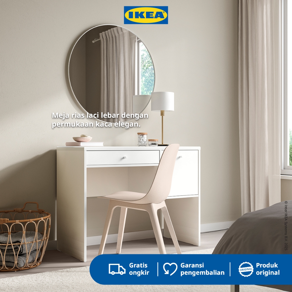 IKEA SYVDE Meja Rias Putih Minimalis 100x48 cm