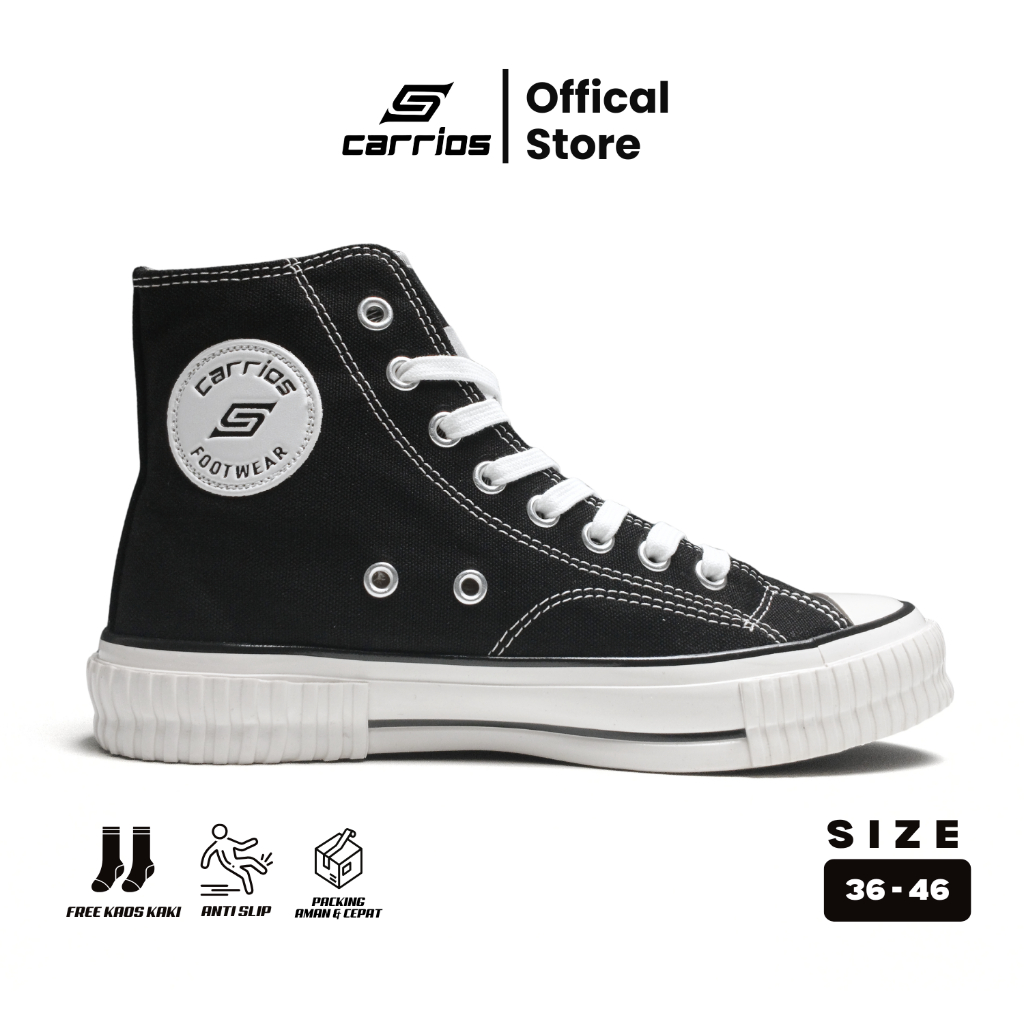 CARRIOS - Izzy Trek High Black White - Sepatu Sneakers Casual Klasik Pria & Wanita 36 - 46
