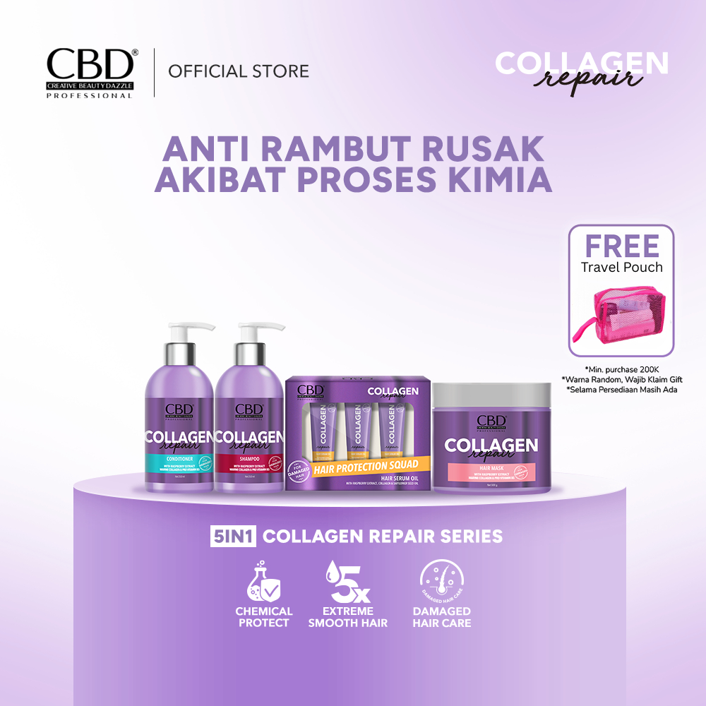 CBD Collagen Bundle Paket Perawatan Rambut Rusak [Shampoo + Conditioner + Hair Mask + Hair Serum Oil