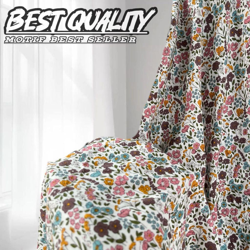 (Harga/0,5Meter) Kain Katun Rayon Viscose || Rayon Motif Bunga Kecil || Kain Gamis || Kain Daster ||