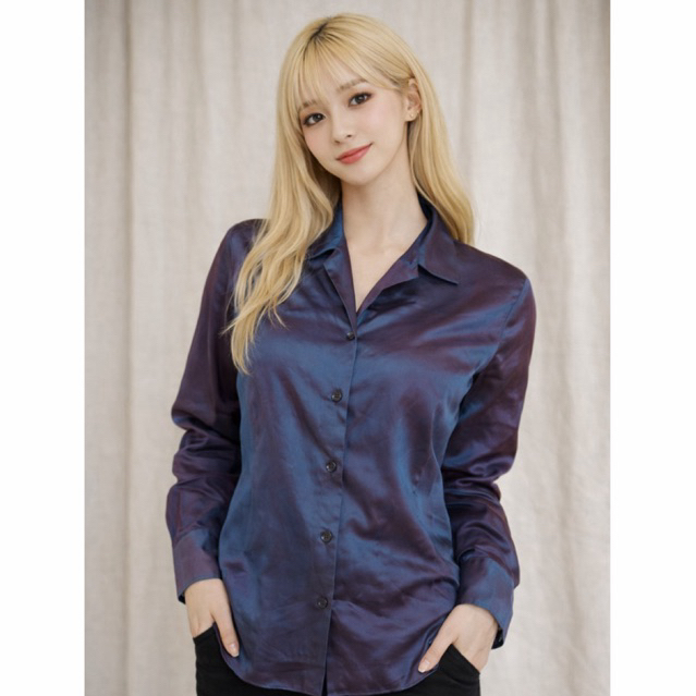 Kemeja Atasan Wanita Satin Two-tone Preloved