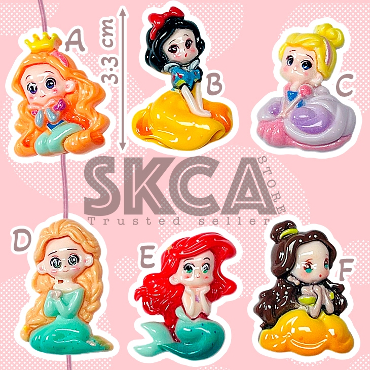 BZV Manik Mote Resin Clay Lubang Tembus Princess Disney