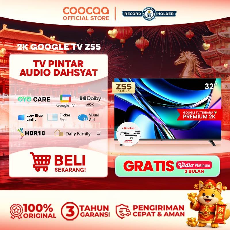[BRACKET +] COOCAA TV 32 inch Z55 - Google TV - Eye Care 5.0 - Dolby Audio - HDR10 -  (COOCAA 32Z55)