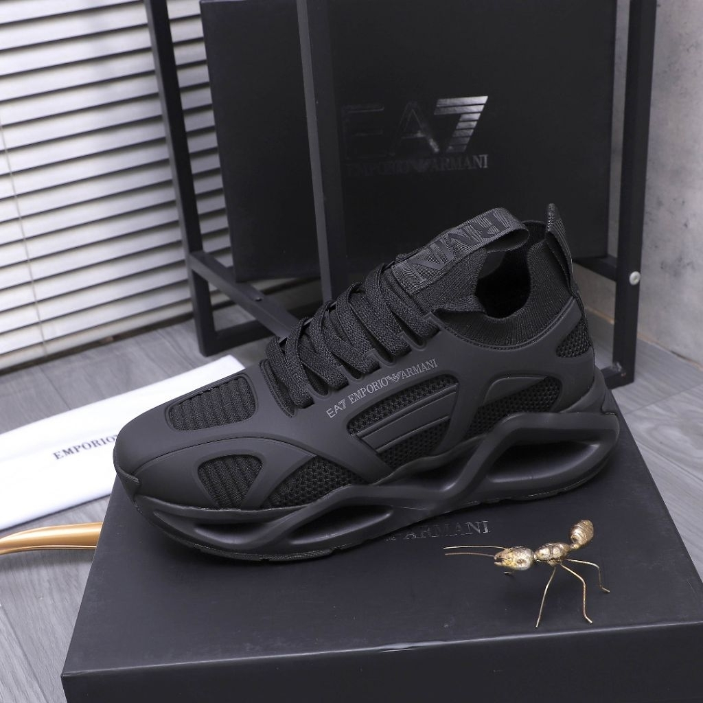 SEPATU PRIA SNEAKERS HITAM TALI Tanpa Tali Bahan Nyaman Permataliim