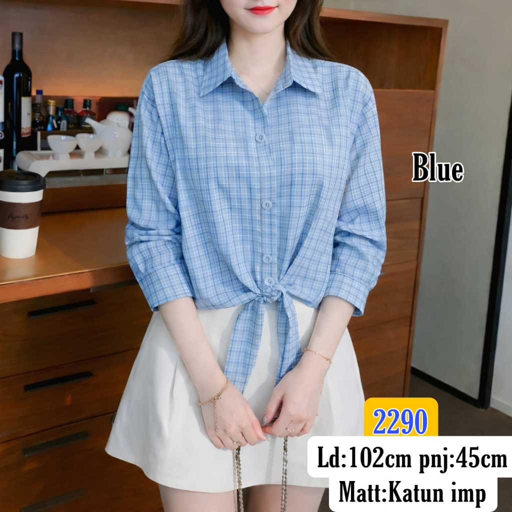 Kemeja Crop Katun 2290/Baju Wanita kekinian/Atasan Cantik Model Korea/Kemeja Kotak/Crop top Remaja