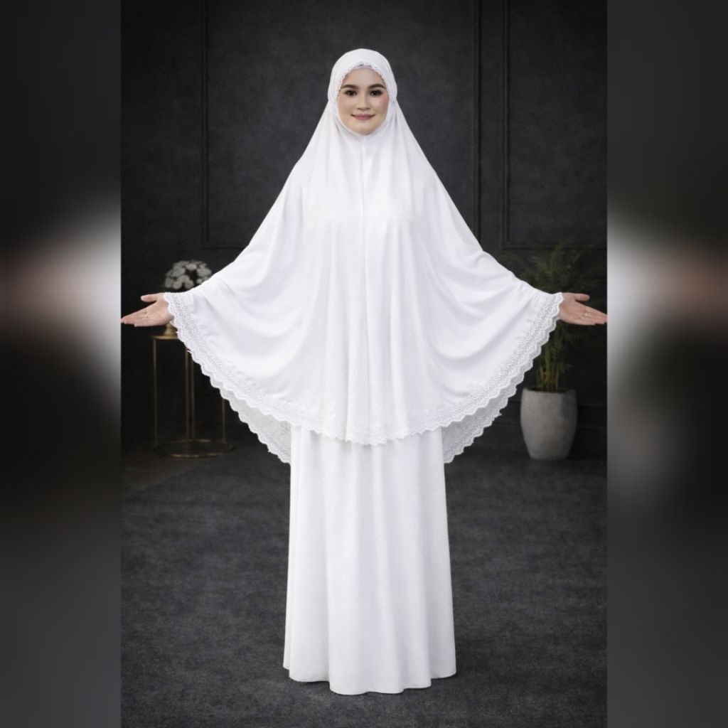 Mukena Putih Renda Katun Mikro Premium – Elegan & Nyaman untuk Ibadah