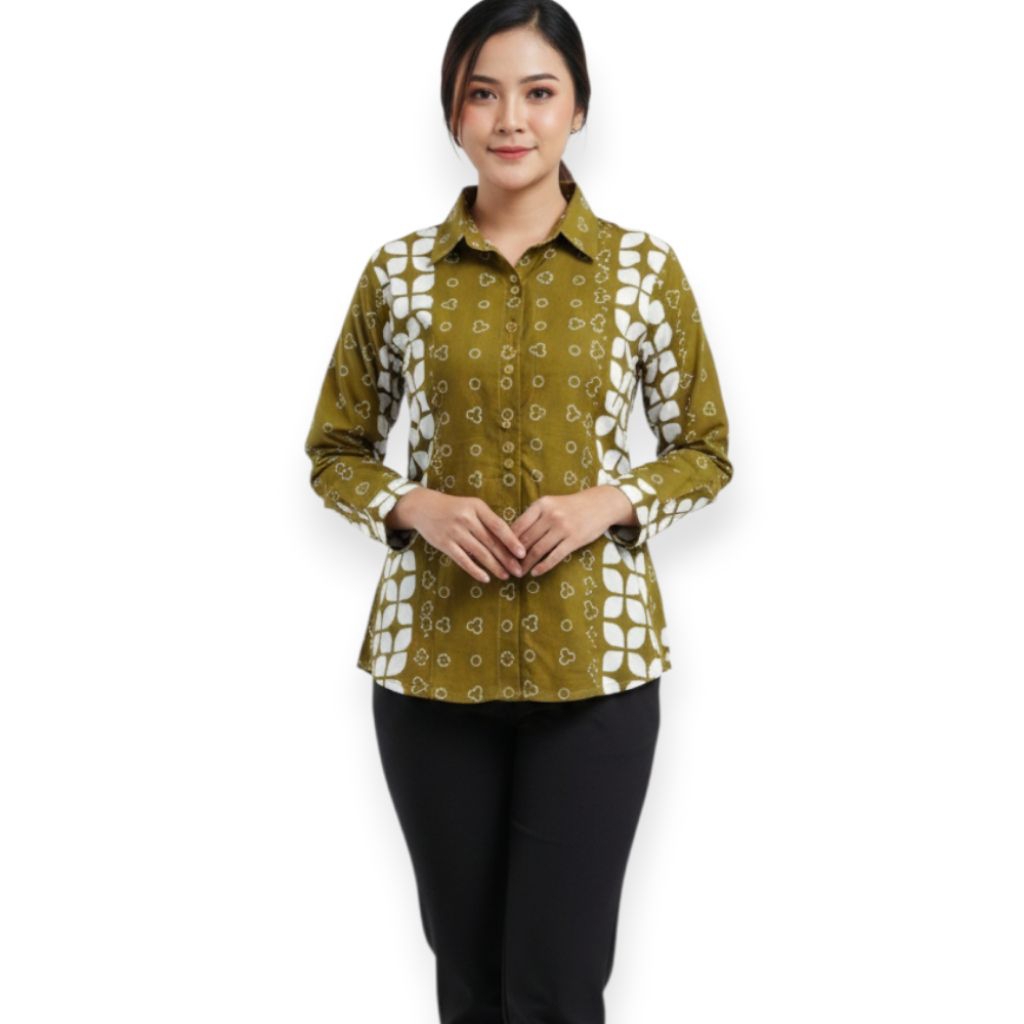 blus batik karakter mbok jamu  bahan katun  lengan panjang