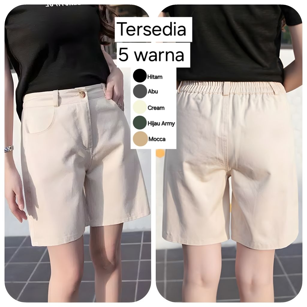 Pendek Wanita Korea Celana Pendek Wanita Korea Style Pinggang Karet katun Bahan Melar Korea Style Pi