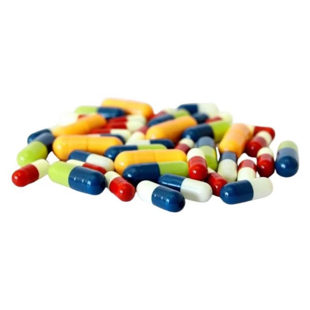 Cangkang Kapsul Warna Biru, Putih, dan Kuning Cangkang kapsul kosong