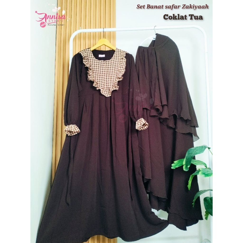 READY STOK  [BISA COD] SET BANAT SAFAR ZAKIYYAH JETBLACK BONANZA | Set Gamis Jilbab Cadar safar Anak