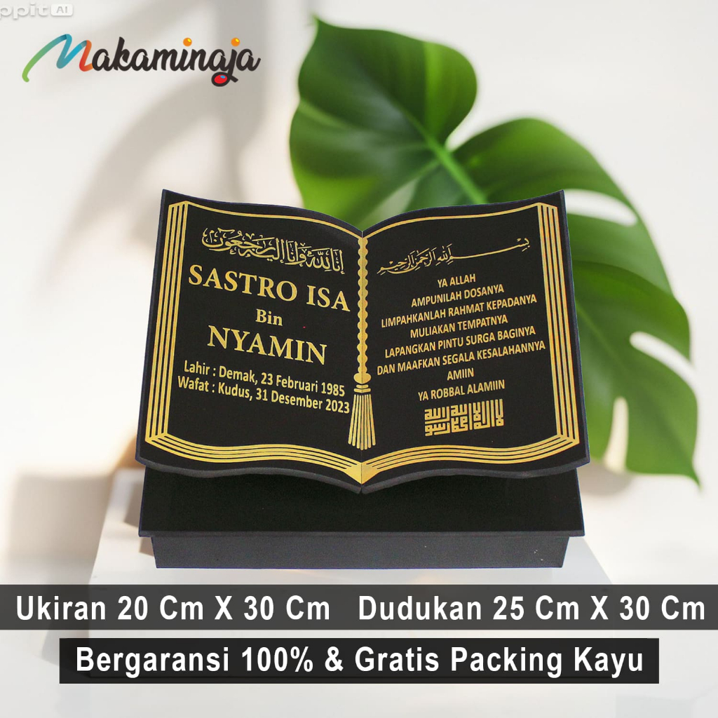Batu Nisan Model Bentuk Buku Maesan Makam Granit Kijing Kuburan L62