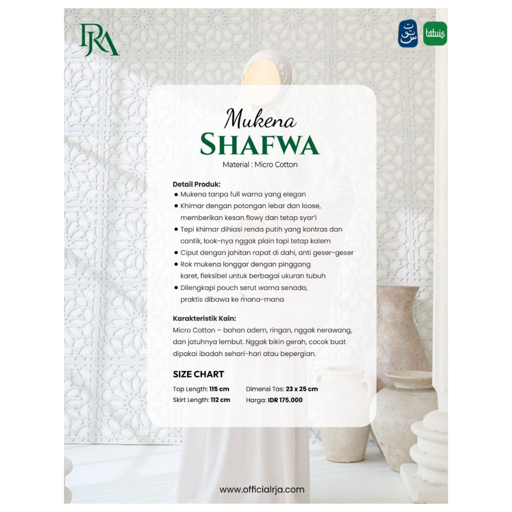 [Best Seller] Tatuis Shfwa 029 Broken White | Mukena Putih Tulang Polos Nyaman dan Adem Mukena Umroh