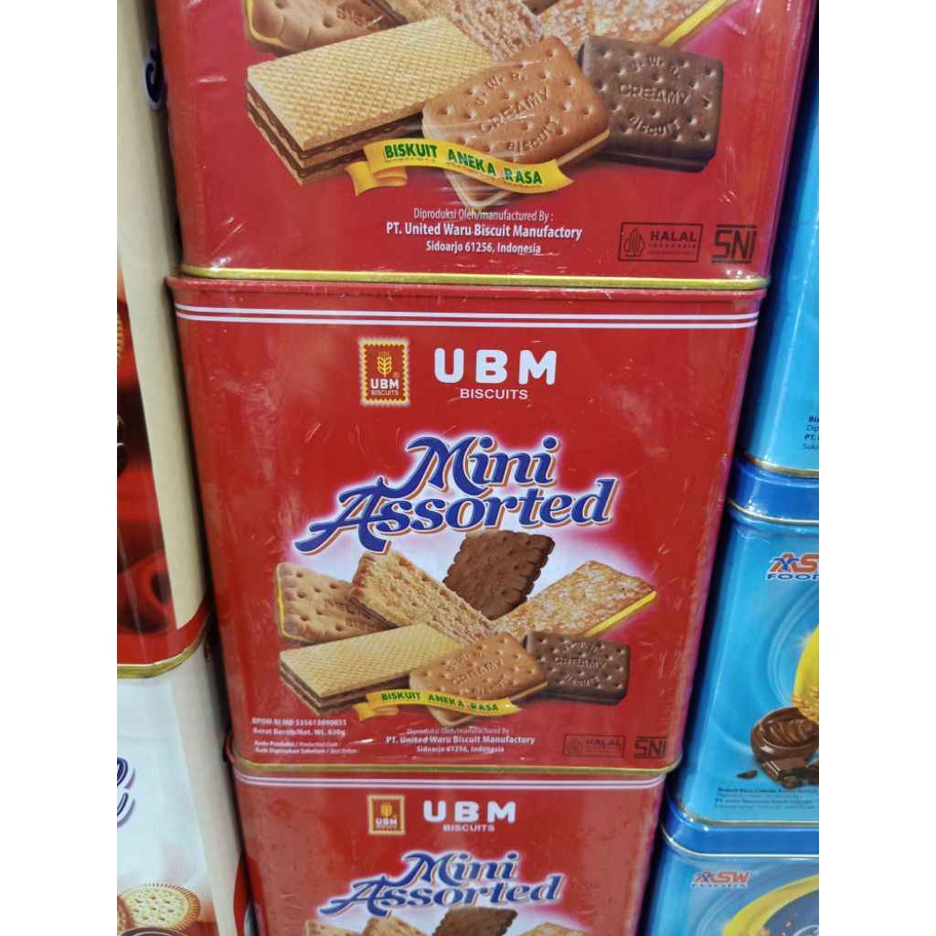 UBM mini assorted biscuit aneka rasa kaleng 830g