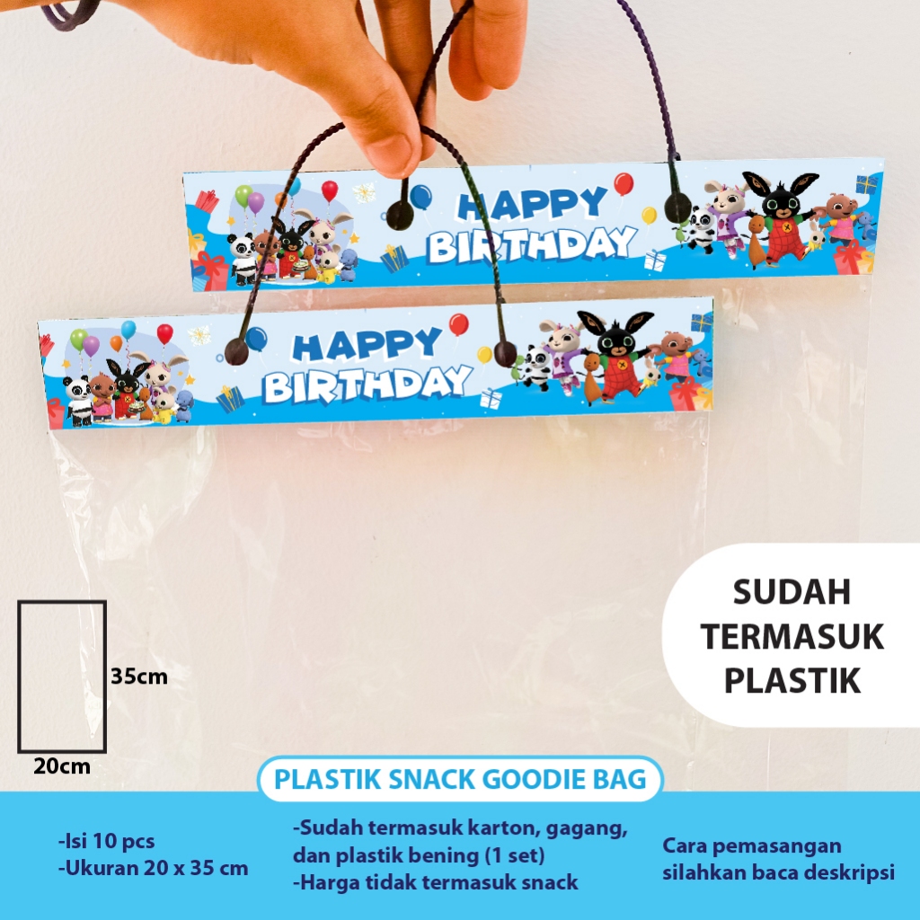 PLASTIK SNACK BING BUNNY SULA GOODIE BAG TAS DEKORASI ULTAH DEKOR ULANG TAHUN HAPPY BIRTHDAY BANNER 