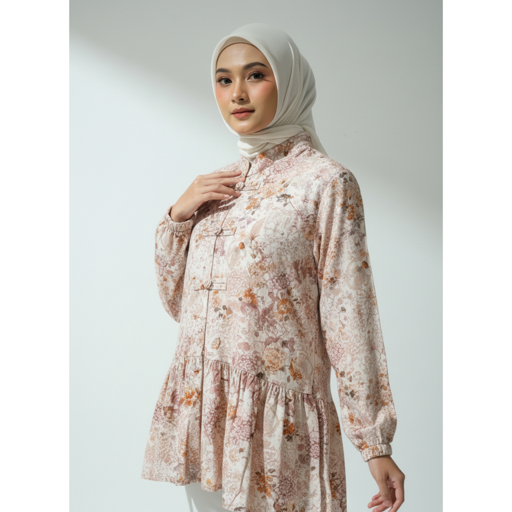 Tunik Cheongsam Wanita Baju Muslim Perempuan Cewe Rayon Cotton