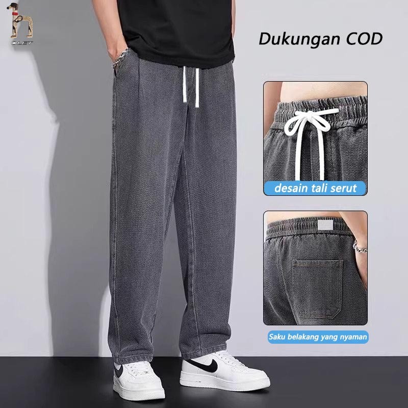 OLET Celana Jeans Pria Jeans Gombrong Celana Lurus Straight Baggy Pants Pola Langit Berbintang Nyama