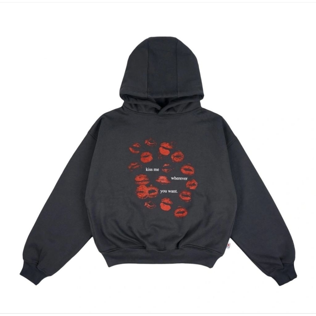 Hoodie Kiss Me Charcoal telepati