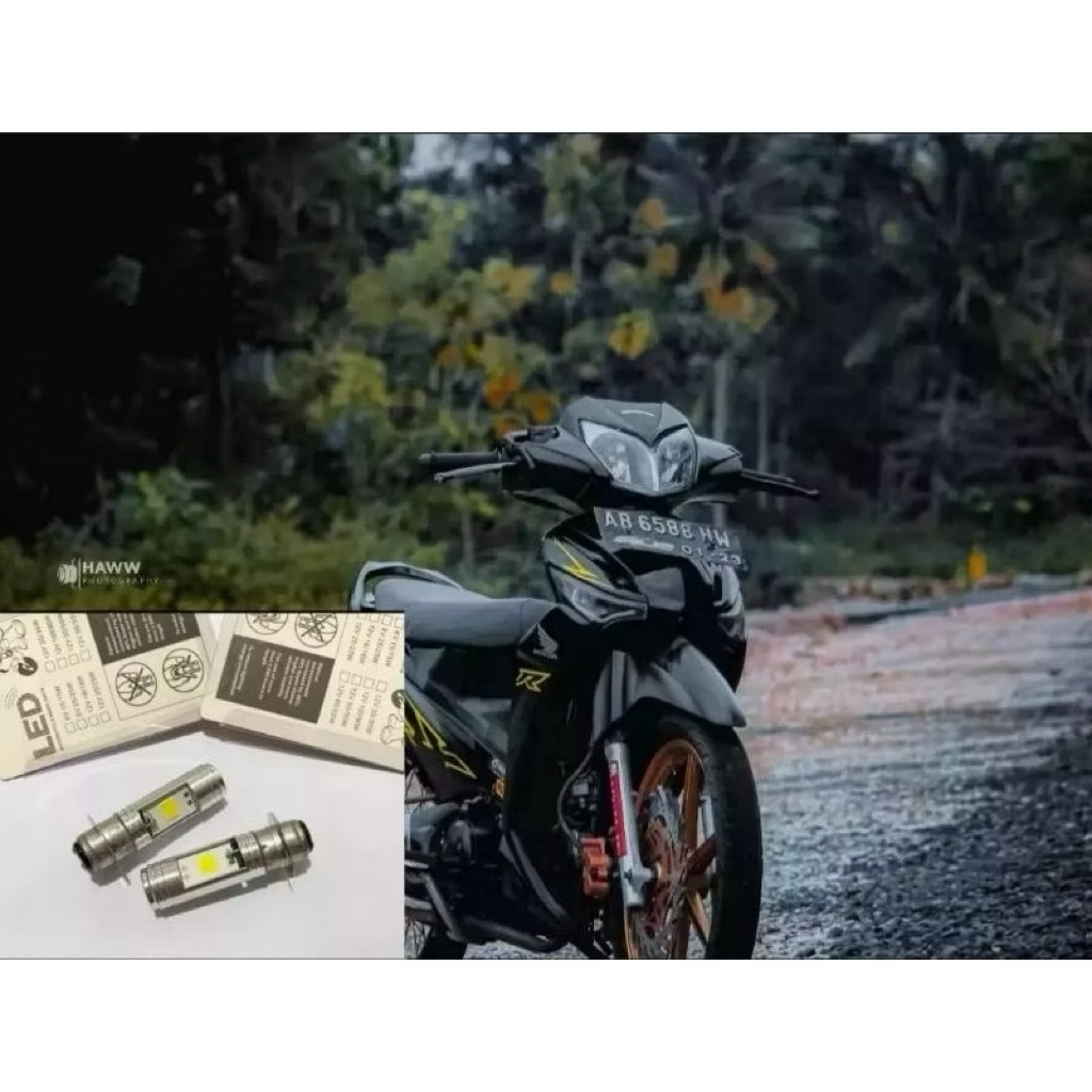 Lampu depan motor led 2 sisi nyala putih soket h6 universal pnp supra x 125 lama harga 2 pcs sepasan