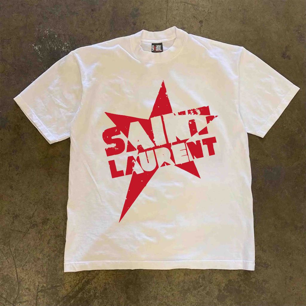 Eunoia Kaos Saint Laurent | Baju Atasan Wanita Kaos Pria Grunge Style | Kaos Distro Cotton Combed 24