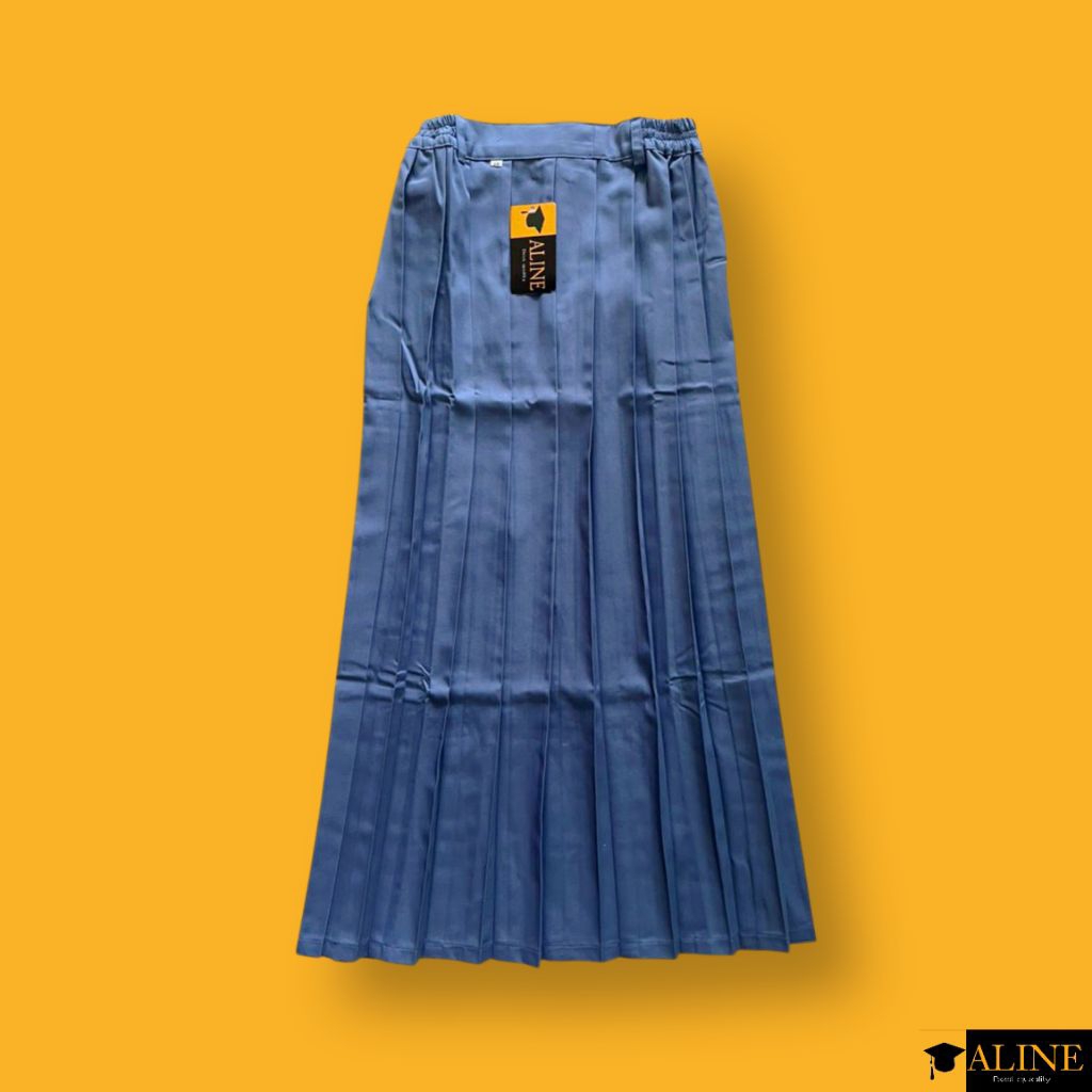 Rok SMA panjang biru muda seragam sekolah rok rempel panjang SMA