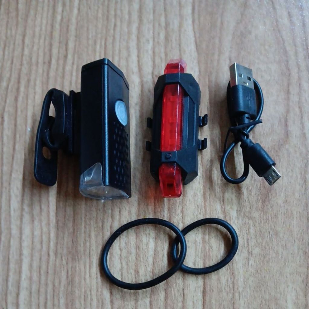 Lampu sepeda gowes depan belakang charge mtb bmx ontel