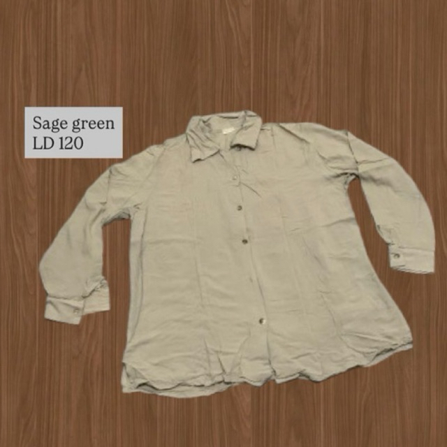 Preloved kemeja rayon sage green