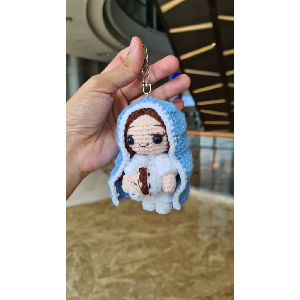 Saint Mary bagcharm Bunda Maria Santa Maria Rosario Keychain