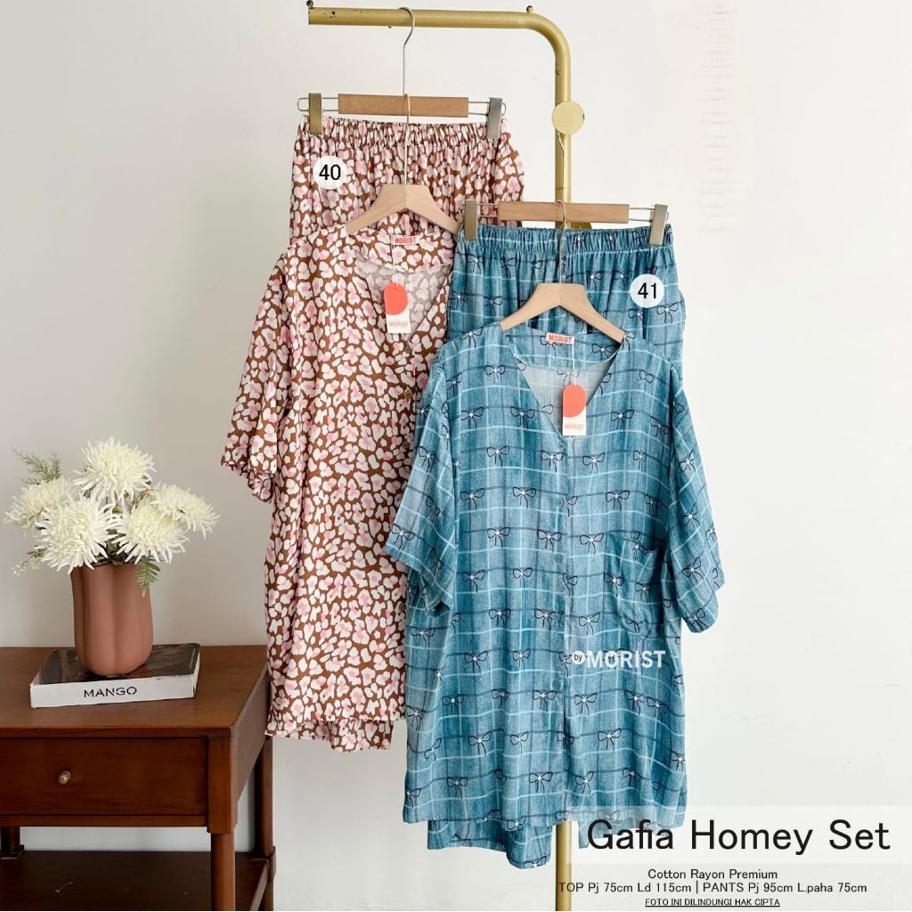 Gafia Homey Set Setelan Oneset Polos Pendek Premium Catton Rayon Original Ori Morist Berlabel