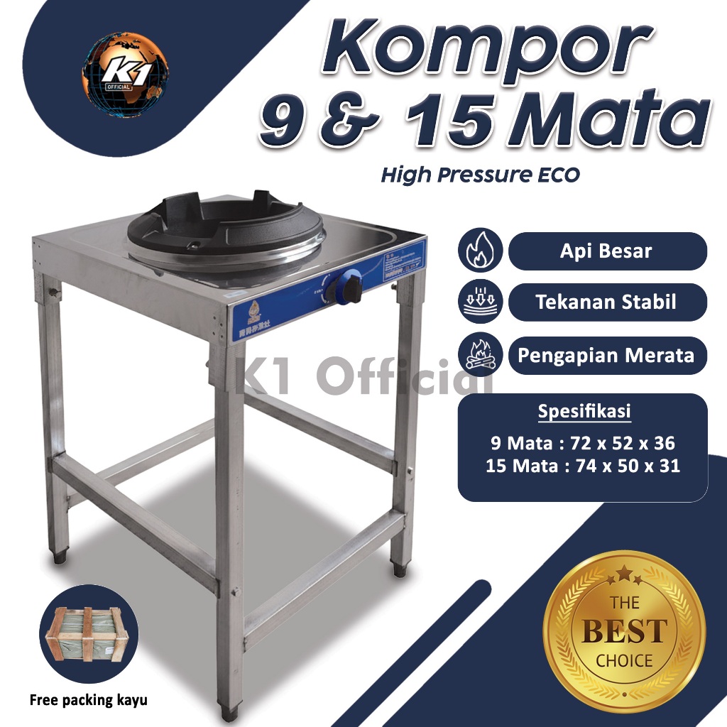 Kompor Standing Gas 9 Mata & 15 Mata Burner Stainless Steel [ Include Packing Kayu ] Standart MBG | 