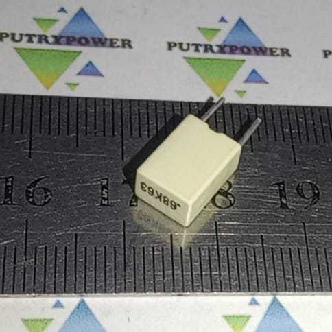 684 63v 5mm .68K63 KAKI TEMBAGA mkm kapasitor 680n 680nf mkp KUNING mkt 680 n nf bukan 100v