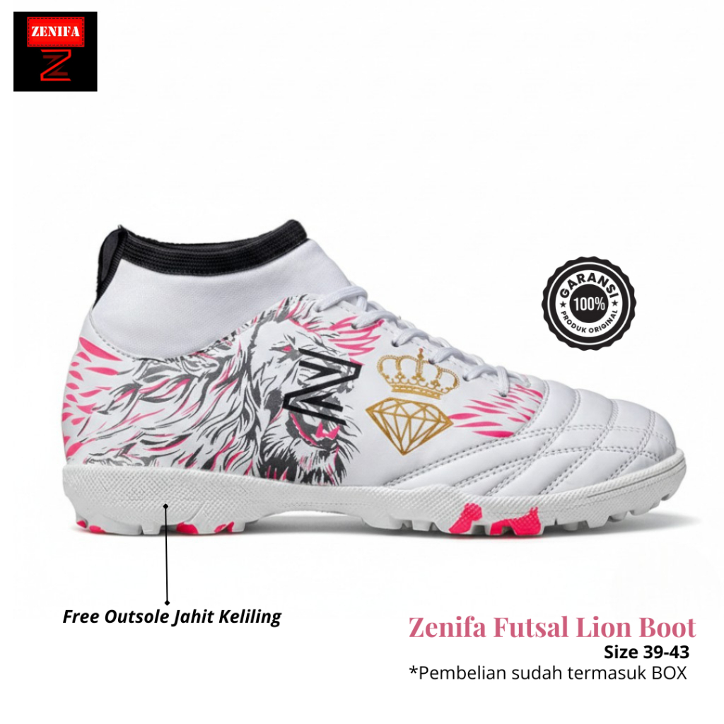 Zenifa - Sepatu Futsal Boot Zenifa Lion Mini Soccer Sol Bergerigi Terbaru 2026