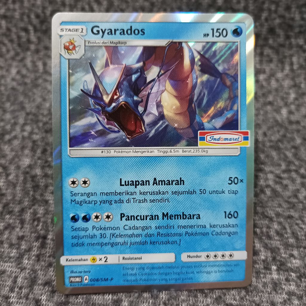Pokemon indonesia TCG gyarados 008/SM-P indomaret promo foil card
