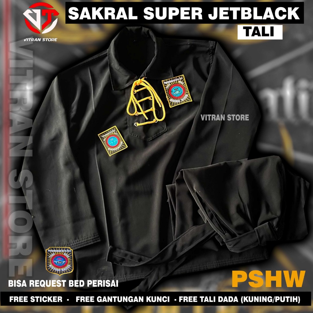 Sakral warga PSHW BLACK - JET/Jet Black Original TALI ( PAKEM)
