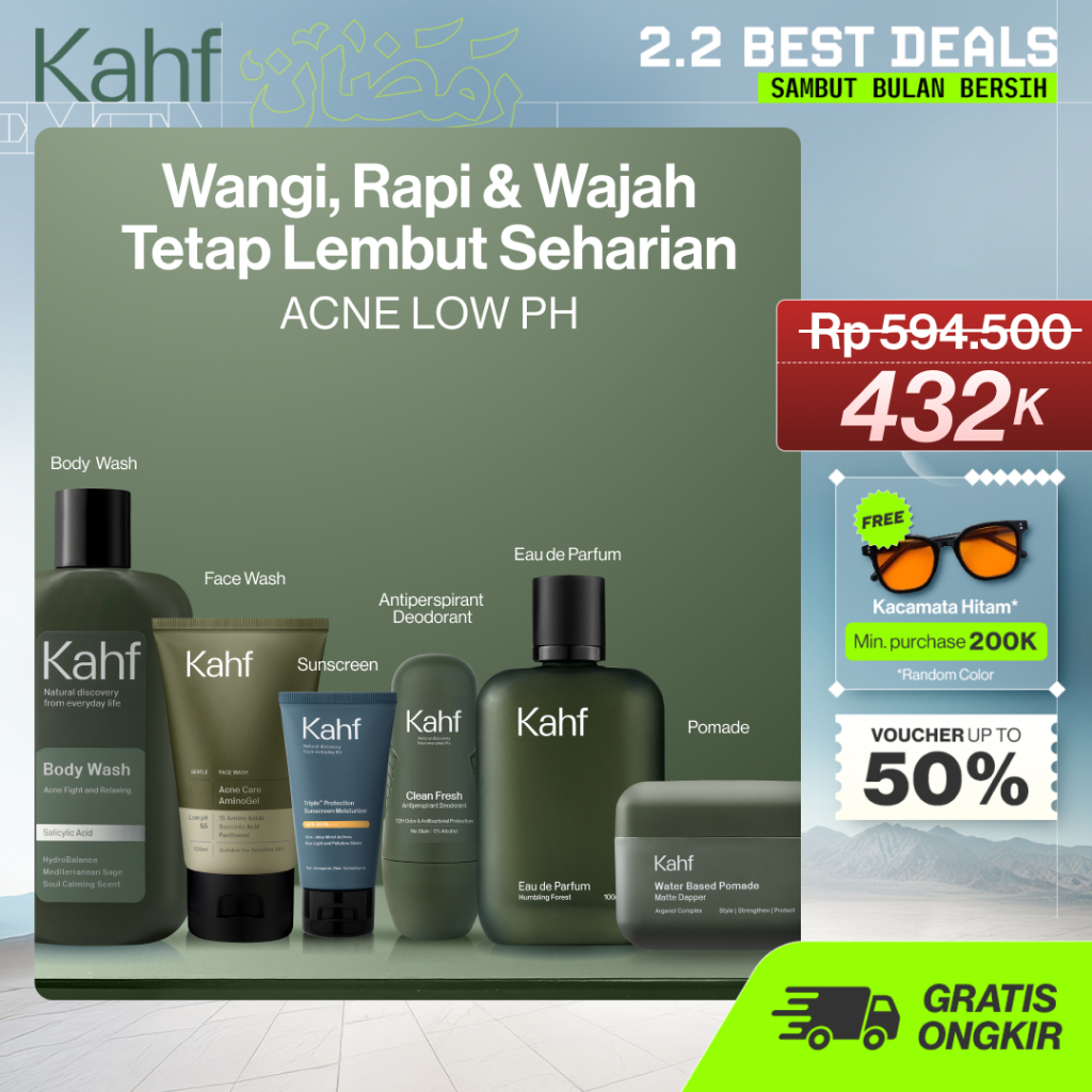 [KAHF BUNDLE 6IN1 PAKET PERAWATAN LENGKAP : WANGI, RAPI, & WAJAH TETAP LEMBUT SEHARIAN] Paket Comple