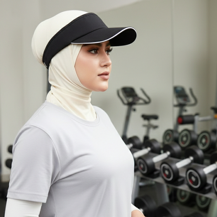 Topi Olahraga Wanita Hijab Visor Anti Panas – Topi Sport Lari Senam Gym Outdoor