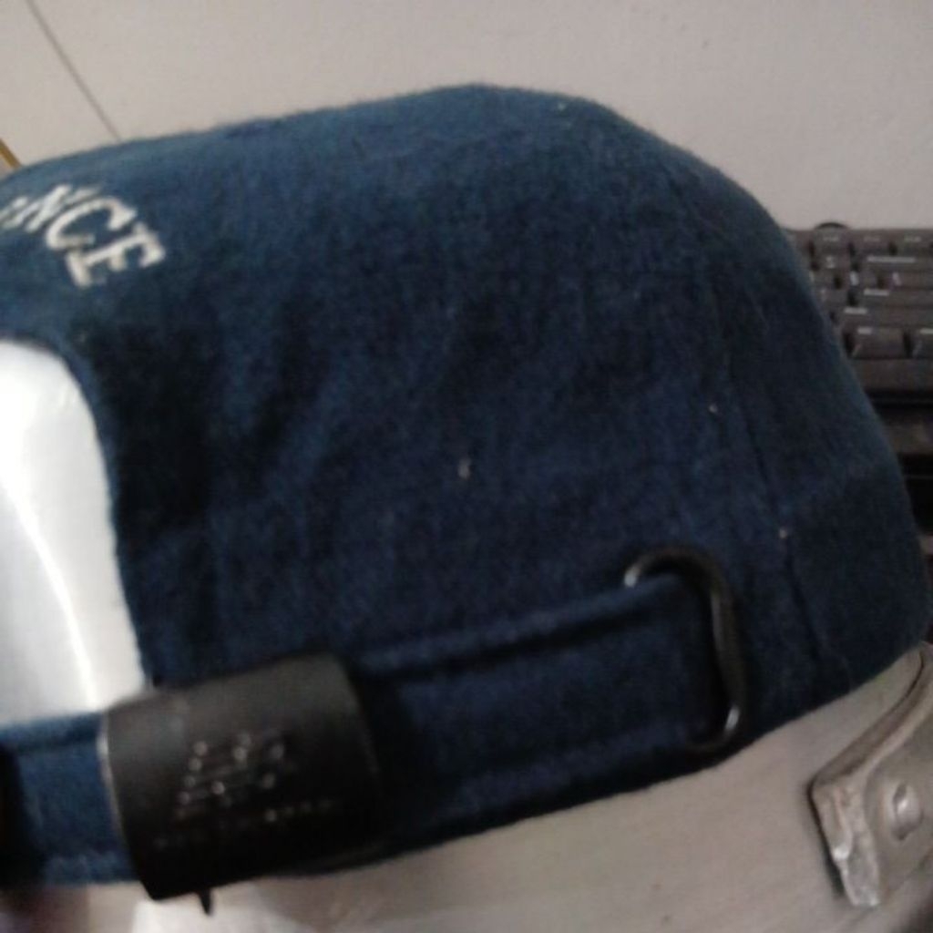 Topi baseball bahan katun denim tebal lembut warna navy pekat logo bordir NEW BALANCE second Origina