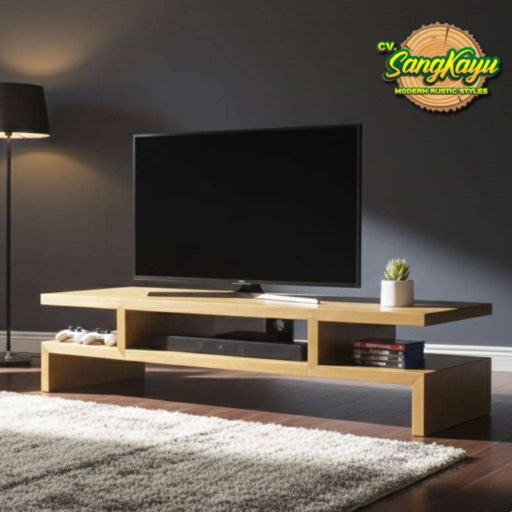 Sangkayu Meja tv minimalis modern murah rak tv stand rak serbaguna kayu asli rak susun serbaguna Mej