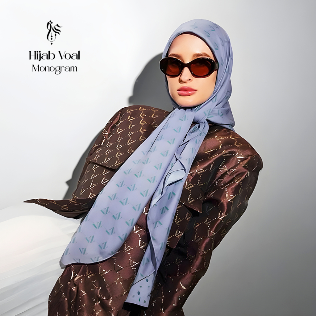 Vivi Zubedi Scarf Hijab Segi Empat Voal Monogram VZ Bahan Premium Ringan Lembut Elegan Mewah