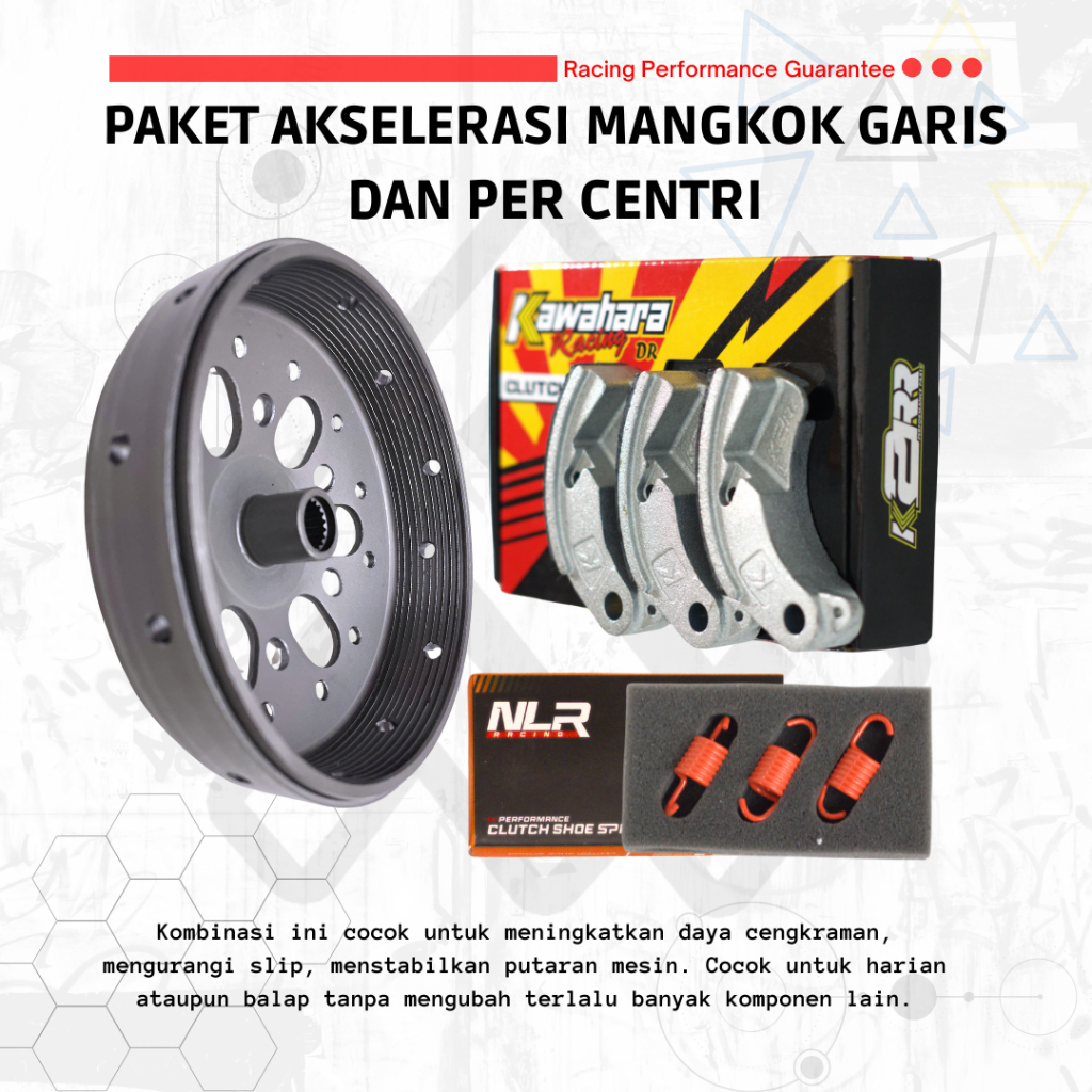 Mangkok Ganda Paket Kirian Kartel Garis + Kampas Kawahara + Per Sentri - Anti Gredek - Nmax/Aerox/Le