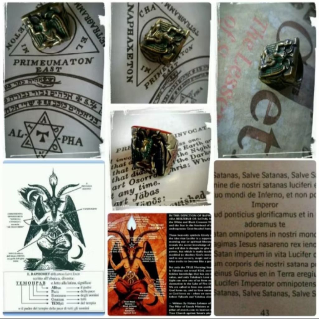 Cincin Titanium Dewa Baphomet 666 Eliphas Levi Zaed Raja Sulaiman Choker Vintage Gothic