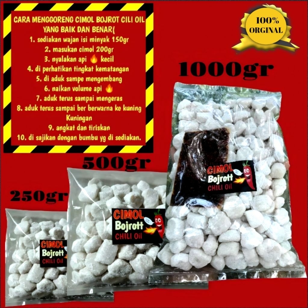 Cimol Original Mentah Frozen 1 kg siap goreng/CIMOL BOJROT CHILI OIL/CIMOL MENTAH KILOAN/cimol menta