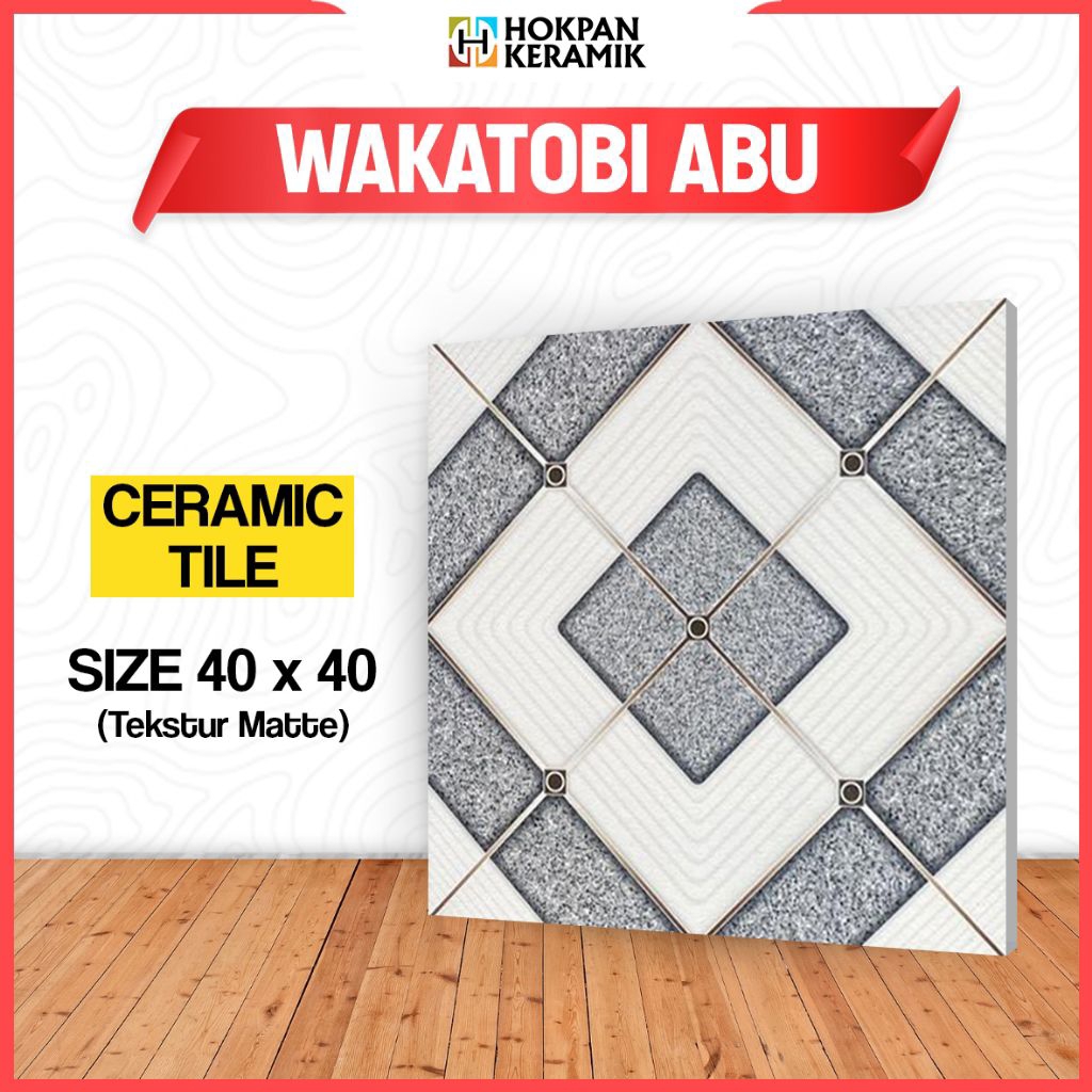 Lantai Keramik Ukuran 40x40 Motif Wakatobi Abu - Hokpan Keramik