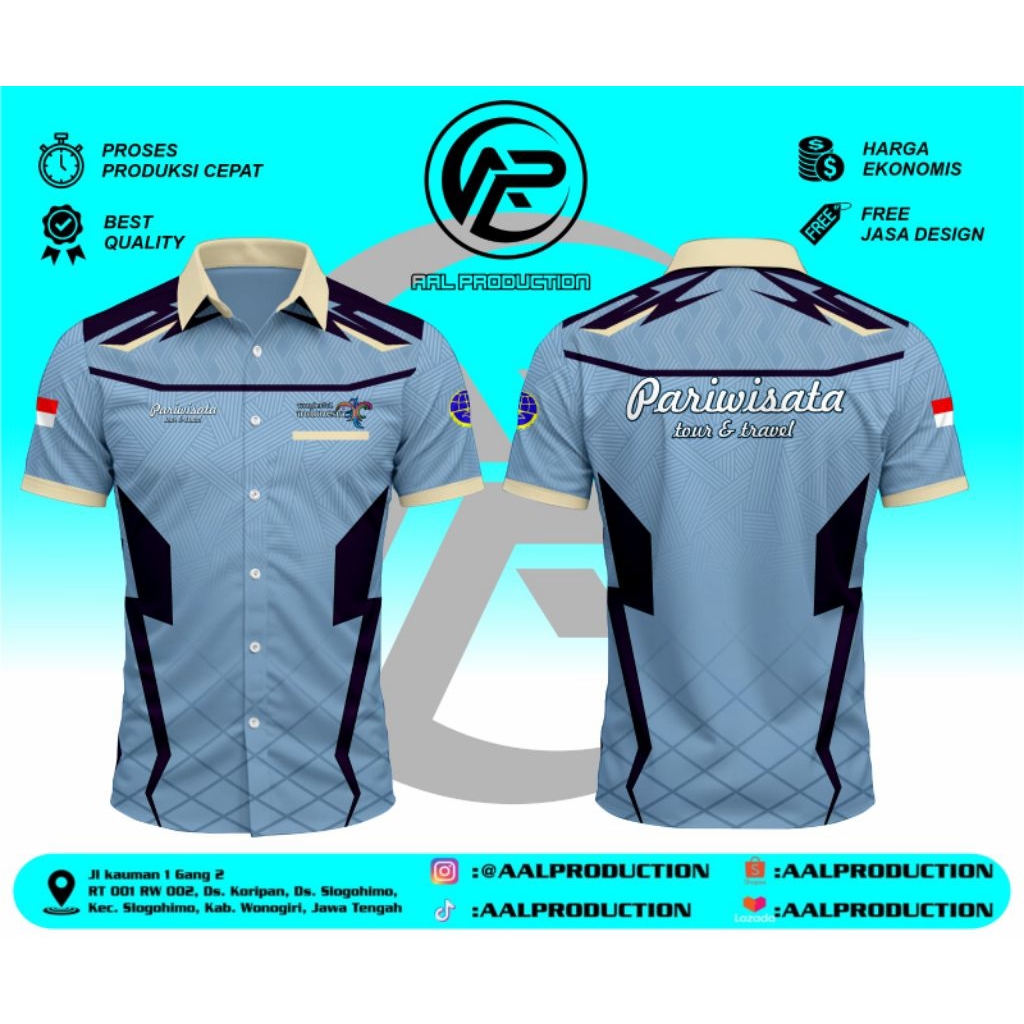 kemeja printing pariwisata custom premium